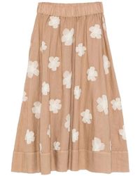 ROSSO35 - Jupe Mi-Longue À Fleurs Brodées - Lyst