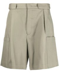 Emporio Armani - Inverted-Pleat Wide-Leg Cotton Shorts - Lyst