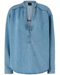 Pinko - Denim Blouse With Eyelets - Lyst