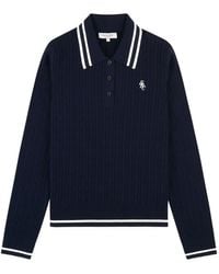 Sporty & Rich - Cable-Knit Striped Polo Shirt - Lyst