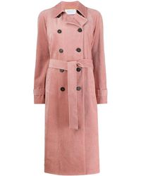 Harris Wharf London Manteau en velours côtelé à boutonnière croisée - Rose