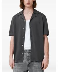 AllSaints - Hudson Logo-Embroidered Short-Sleeve Shirt - Lyst
