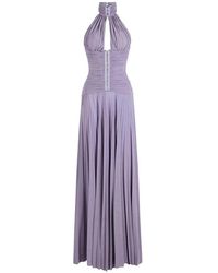 Elisabetta Franchi - Halterneck Pleated Maxi Dress - Lyst