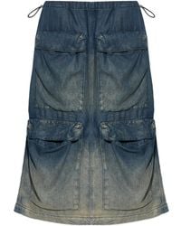 DIESEL - Multi-Pocket Denim Midi Skirt - Lyst