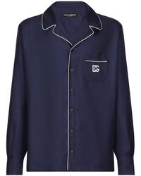Dolce & Gabbana - Dg Essentials Logo-patch Silk Shirt - Lyst