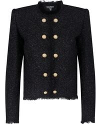 Balmain - Lion-Button Tweed Jacket - Lyst