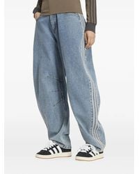 adidas - High Rise Barrel Leg Denim Pants - Lyst