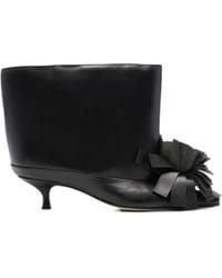 A.W.A.K.E. MODE - Flower-Detail Leather Ankle Boots - Lyst