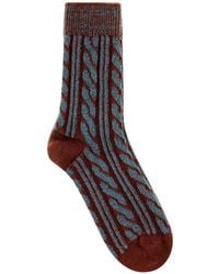 Gallo - Cable-Knit Ribbed-Trim Socks - Lyst
