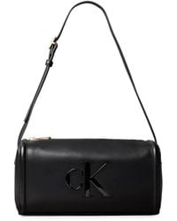Calvin Klein - Logo-Plaque Barrel Shoulder Bag - Lyst