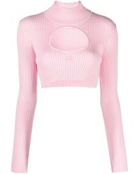 Courreges - Logo-embroidered Cut-out Jumper - Lyst