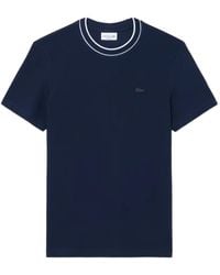Lacoste - Contrast-Trim Logo-Patch T-Shirt - Lyst