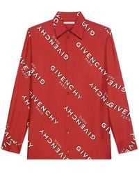 Givenchy - Camisa de seda con logo estampado - Lyst