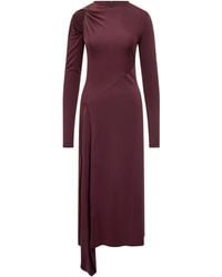 Victoria Beckham - Asymmetrische Gedrapeerde Midi-Jurk - Lyst