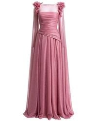 Gemy Maalouf - Detachable-Cape Ruffled Gown - Lyst