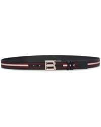 Bally - Logo-Buckle Striped Leather Belt - Lyst