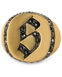 Sylva & Cie - Diamond Letter Signet Ring - Lyst