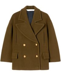 Palm Angels - Palm-Embroidery Double-Breasted Coat - Lyst