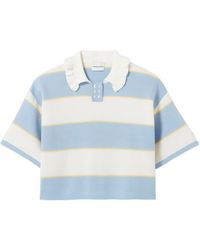 Claudie Pierlot - Striped Ruffled-Detail T-Shirt - Lyst