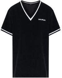 Balmain - コントラストトリム Vネック ミニドレス - Lyst