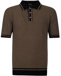 Tagliatore - Textured-Knit Tipped Polo Shirt - Lyst