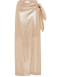 Brunello Cucinelli - Falda midi cruzada - Lyst