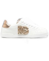 Dolce & Gabbana - Crystal-Embellished Dg Logo Sneakers - Lyst