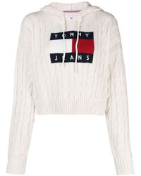 Tommy Hilfiger - Logo-embroidery Cable-knit Jumper - Lyst