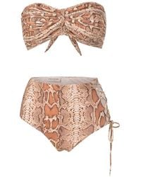 Amir Slama - Snakeskin-Print Tie-Fastening Bikini - Lyst