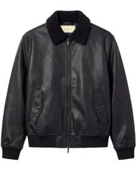 Calvin Klein - Shearling-Collar Faux-Leather Jacket - Lyst