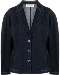 Alberta Ferretti - Single-Breasted Denim Blazer - Lyst