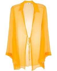Amir Slama - Tie-Front Silk Beach Cover-Up - Lyst