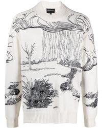 Emporio Armani - Embroidered Ribbed-knit Jumper - Lyst