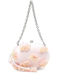 Self-Portrait - Floral-Embellished Clutch Bag - Lyst