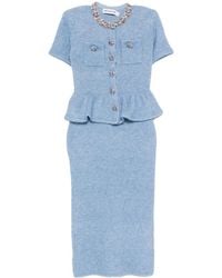 Self-Portrait - Draped Rhinestone Mesh Midi Dress - Lyst