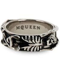McQueen - Dancing Skeleton Engraved Ring - Lyst