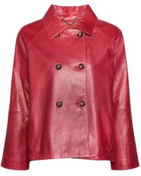 Elena Miro - Double-Breasted Leather Jacket - Lyst