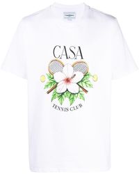 CASABLANCA T-shirt Met Bloemenprint - Wit