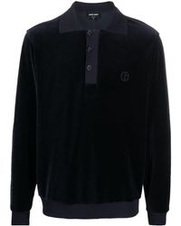 Giorgio Armani - Logo-embroidered Velvet Polo Shirt - Lyst