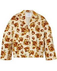Erdem - Floral-pattern Velvet Cropped Jacket - Lyst