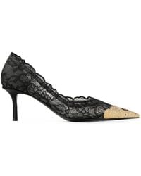 Jimmy Choo - Escarpins Faiz 65 En Dentelle Noire Et Doré Vieilli Avec Détail En Dentelle Métallisée - Lyst