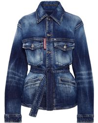 DSquared² - Chaqueta Vaquera Con Cinturón - Lyst