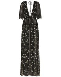 Dolce & Gabbana - Lace-Detail Floral-Pattern Long Dress - Lyst