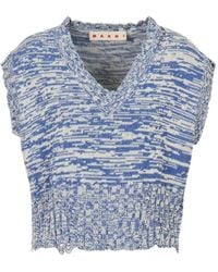 Marni - V-Neck Ribbed T-Shirt - Lyst
