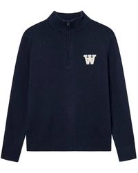 WOOD WOOD - Wwtay Quarter-Zip Logo-Patch Sweater - Lyst