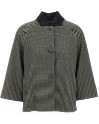 Elena Miro - Checked Mandarin-Collar Jacket - Lyst