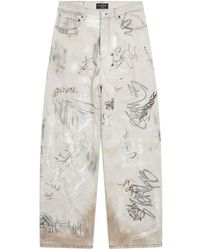 Balenciaga - Pantaloni a gamba ampia con effetto vissuto - Lyst