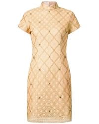 Shanghai Tang - Beaded Lattice Mini Dress - Lyst