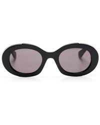 Alexander McQueen - Logo-engraved Oval-frame Sunglasses - Lyst