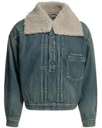 Kapital - Veste En Jean À Col En Polaire À Plis - Lyst